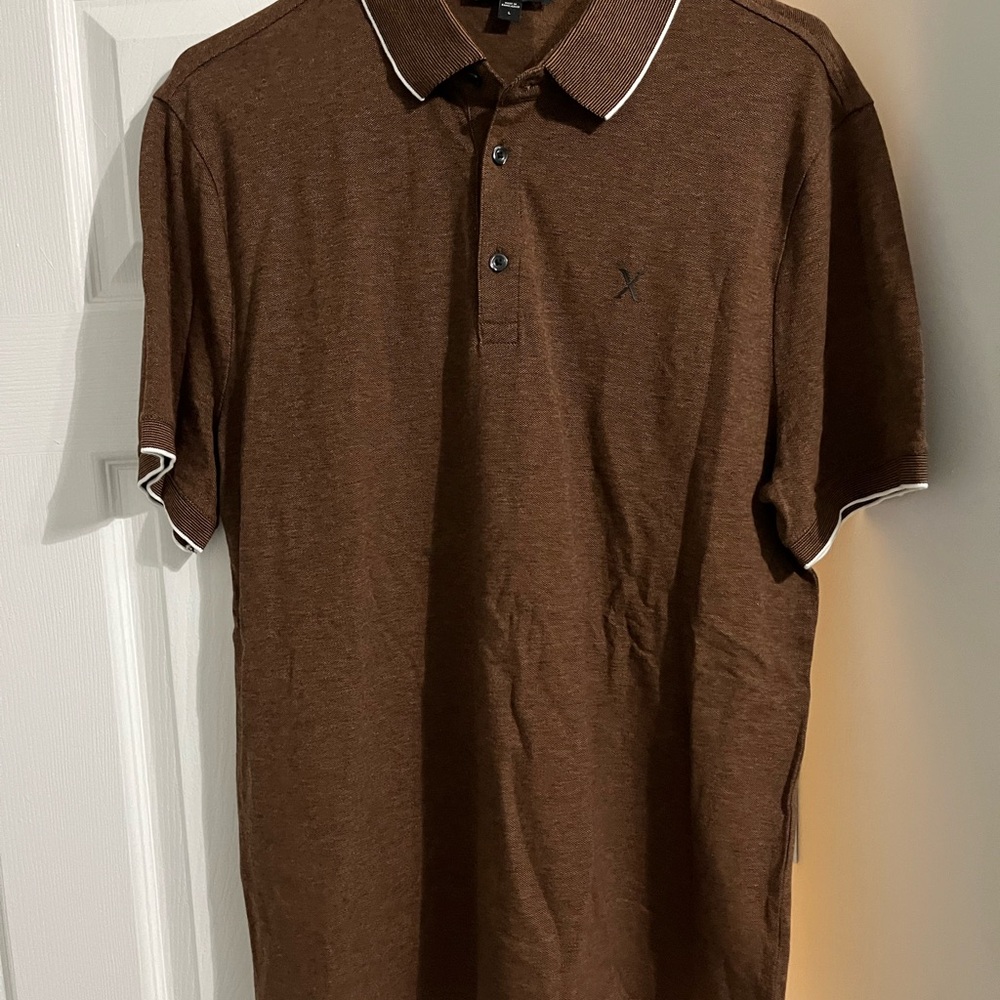 Express Brown Polo Shirt with White Trim